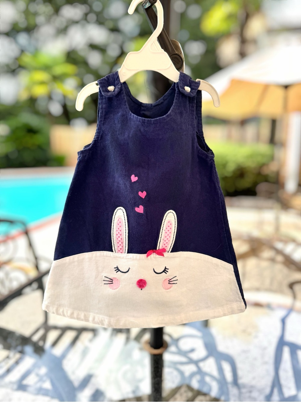 Vintage Nannette Kids Corduroy Dress with Bunny, 2T